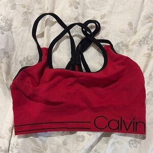 Calvin Klein Red and Black Sports Bra